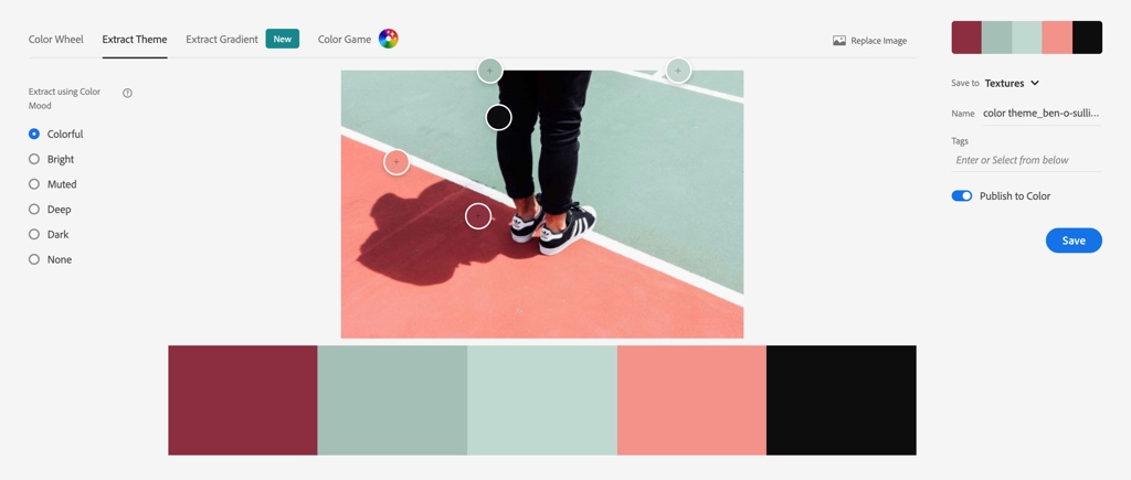 Extract theme tool in Adobe Colors