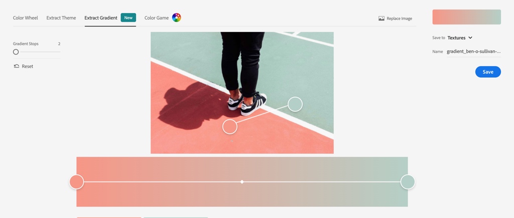 Extract gradient tool in Adobe Colors